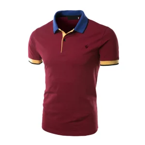 Burgundy Polo Shirt with Yellow Trim