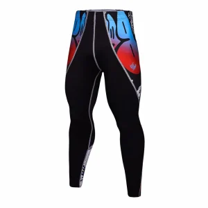 Cyber Black Red Blue Leggings for Men