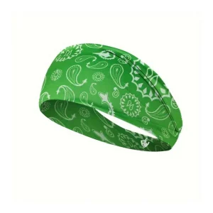 Green Paisley Print Athletic Headband