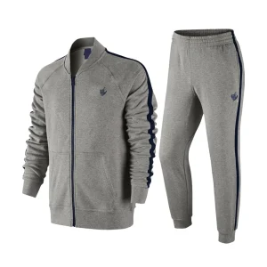 Grey Ribbed Zipper Jacket Set