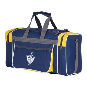 Navy & Yellow Duffel Bag with Logo – For Men & Women