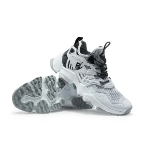 White and Grey Sneakers with Futuristic Sole – Training Ready