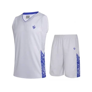 White Basketball Uniform with Purple Accents