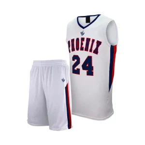 Custom White and Red Basketball Kit with Number 24