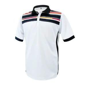 White Polo Shirt with Navy Stripes