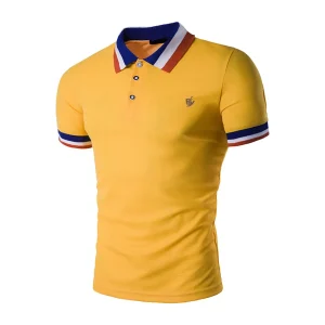 Yellow Polo Shirt with Navy Collar